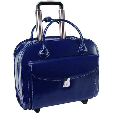 Mckleinusa McKlein 96147A 15.6 in. Granville Leather Wheeled Ladies Laptop Case; Navy - 16.75 x 7.25 x 14.5 in. 96147A