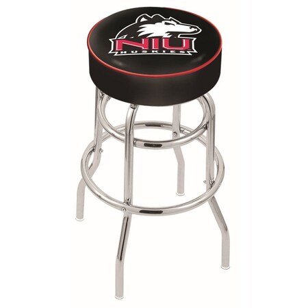 Holland Bar Stool Co 30" Northern Illinois Cushion Seat, 2-Ring Chrome Swivel Bar Stool L7C130NorIll