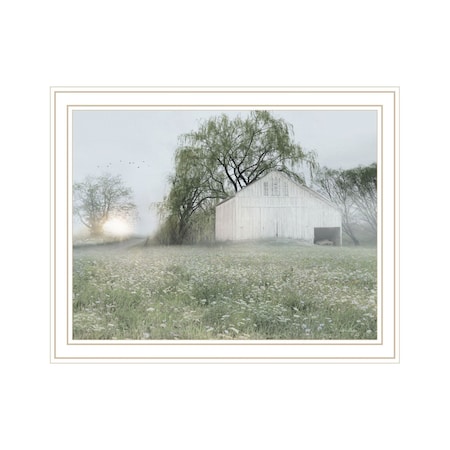 Homeroots Green Country Morning White Framed Print Wall Art 530031