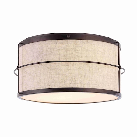 Jonathan Y Evan 14" 2-Light Rustic Farmhouse Iron LED Flush Mount, Oil Rubbed Bronze JYL1313A