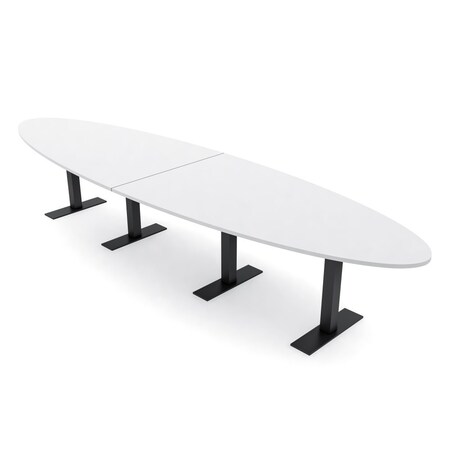 Skutchi Designs 14ft Oval Conference Table With Power | Harmony Series | 12 Person Meeting Room Table HAR-OVL-48X168-T.BK-W960-NA