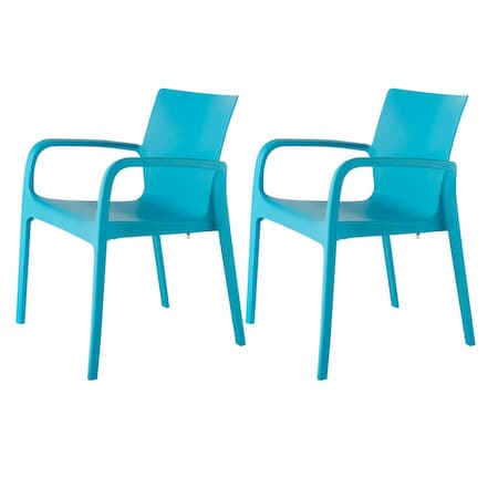 Homeroots Set of Two Blue Heavy Duty Plastic Outdoor Stacking Dining Chairs, 2PK 565194