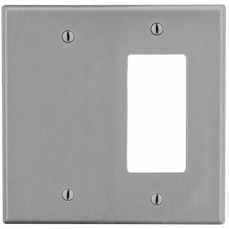 Hubbell Wiring Device-Kellems Wallplate, Mid-Size 2-Gang, 1) Decorator 1) Box Mount Blank, Gray PJ1326GY