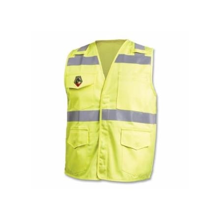 Black Stallion 9OZ FR ANSI HI-VIS CTN VEST SILVER TAPE L 800-VF1110-HY-L