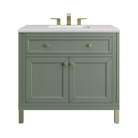 James Martin Vanities Chicago 36 in. Single Vanity, Smokey Celadon, w/ 3 CM Arctic Fall Solid Surface Top 503-V36-SC-3AF