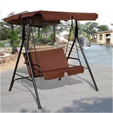 Costway Steel Frame Outdoor Loveseat Patio Canopy Swing with Cushion, Coffee OP3102CF