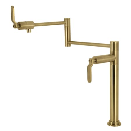 Kingston Brass Deck Mount Pot Filler Faucet, Brushed Brass KS4707KL