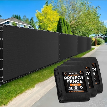 Xpose Safety Privacy Fence Screen 4ft x 50ft, Black, Pack of 3, 3PK PS-450BK-3-X-S
