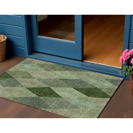 Homeroots 3' X 5' Green Mint Green And Sage Argyle Washable Indoor Outdoor Area Rug 613687