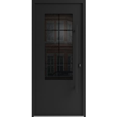 Vdomdoors Aluminum Door Iron 0101 Black Entry Steel Metal Classic Painted 36 x 80 (36 x 80)-Left Inswing IRON0101EXD-BLK-W36xH80-LH-I