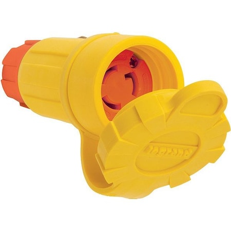 Pass & Seymour Locking Connector, L5-15R, 15 A, 125V AC, Single Phase, 2 Pole, Screw Terminals, Yellow 25W47AM