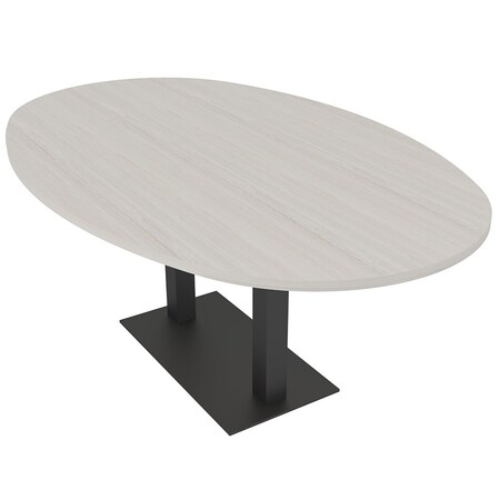 Skutchi Designs Boval Conference Table With Power Unit, 48 in W, 72 in L, Ivory HAR-BOVL-48X72-DOU.BK-K458-NA