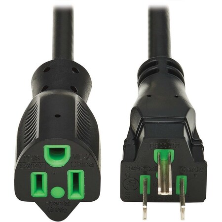 Eaton Tripp Lite Series Safe-IT Antibacterial Hospital-Grade Extension Cord, 5-15P to 5-15R - Green P022AB-006-HG