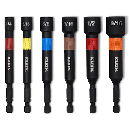 Klein Tools Magnetic Power Nut Setters, 4-Inch Shaft, 6-Piece 32946S