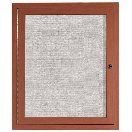 Aarco Outdoor Enclosed Bulletin Board w/ Al Wood Look Finish, Oak Wood Look, Burlap Weave Vinyl, 36''Hx30''W ODCCO3630R
