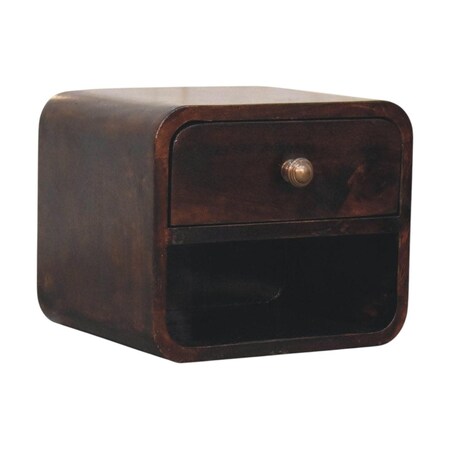 Homeroots 12" Walnut Solid Wood One Drawer Floating Nightstand 722536