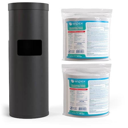 Wipex EPA-Registered Disinfecting Wipes 800ct Bundle, 2 Refill Rolls + Black Floor Dispenser w/ Trash Can WX72212BFD2DR