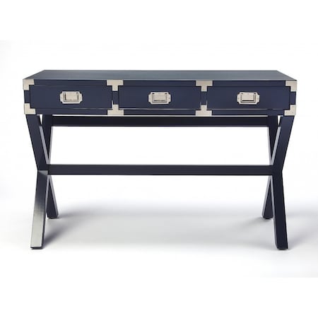 Homeroots 46" Blue Writing Desk With Three Drawers 389449
