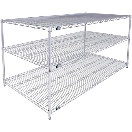Global Industrial Nexel 3 Shelf, Chrome Wire Shelving Unit, Starter, 72"W x 30"D x 34"H B3124456