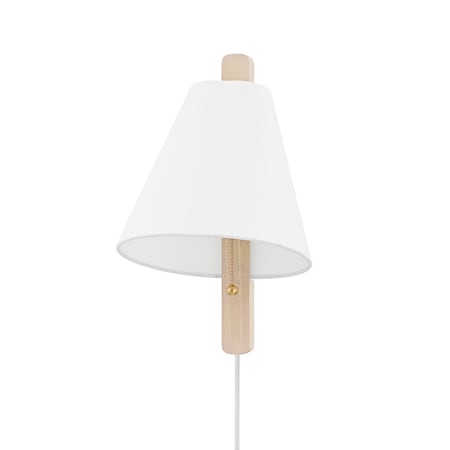 Mitzi Ellen 1 Light Plug-In Sconce 20.25 In. Aged Brass/Wood Whitewash Ash HL636201-AGB/WWA