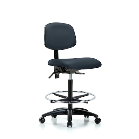 Blue Ridge Ergonomics Chair, Fabric, Hi Bench, BF Glides, Blk, No Arms, 26" to 35" Height, Imperial Blue BR-VHBCH-RG-T0-A0-CF-RC-8582