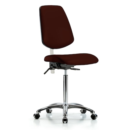 Blue Ridge Ergonomics Clean Room Chair Vin Med Ben Chair, Med, Bk, Burg, CL100, No Arms, 22" to 29" Height, Vinyl, Burgundy BR-NCR-VMBCH-MB-CR-T0-A0-NF-CC-8569