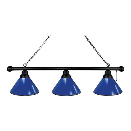 Holland Bar Stool Co Royal Blue 3 Shade Billiard Light, Black Fixture BL3BKRoyBl