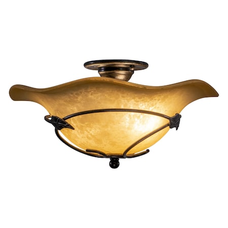 Vaxcel Vine 15-in W Black Rustic Semi Flush Mount Ceiling Light Amber Glass CF38815OL