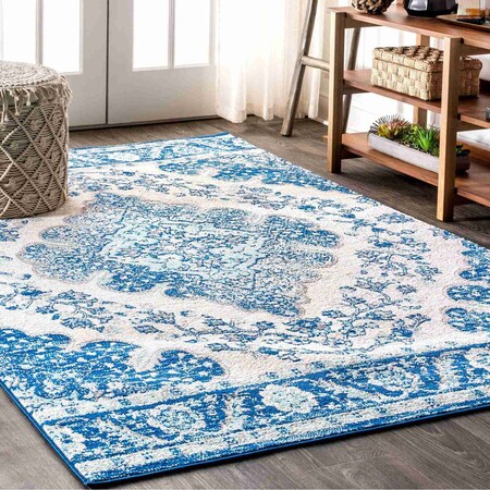 Jonathan Y Bohemian FLAIR Boho Vintage Medallion Cream/Blue 9 ft. x 12 ft. Area Rug BMF106B-9