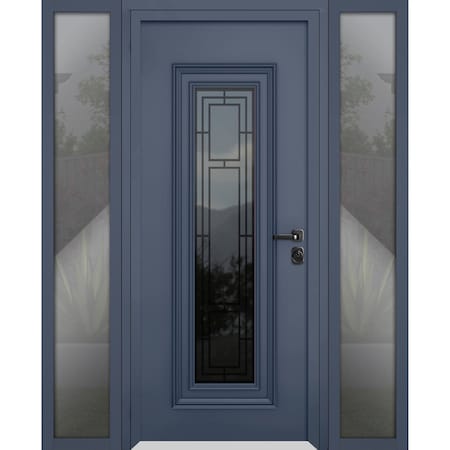 Vdomdoors Steel Door Ballucio 6044 Gray Graphite 2 Side Exterior Windows Stainless Inserts Single Modern Pain BALLUCIO6044EXD-GRE-W12+36+12xH80-LH-I