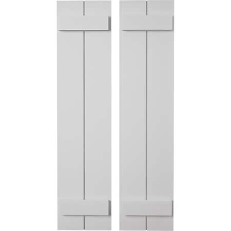 Ekena Millwork Rustic Two Board Joined Board-n-Batten Smooth Faux Wood Shutters (Per Pair), Primed Tan, 11"W x 54"H SHUBJS11X54SMPR