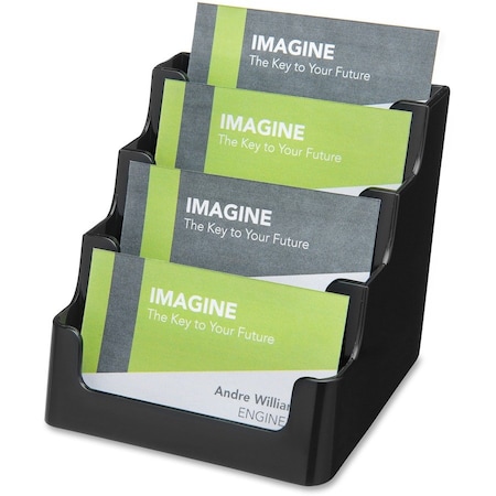 Deflecto 4 Tier Business Card Holder, Black DEF90404