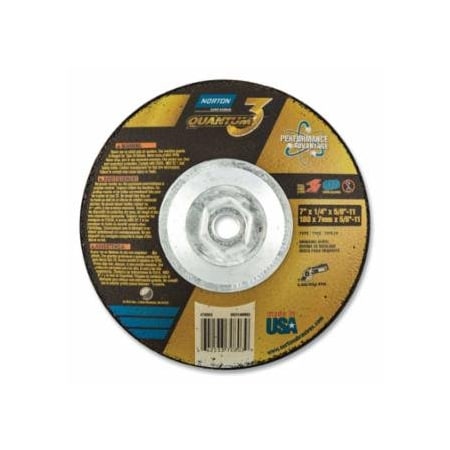 Norton Co Quantum3 SG CA Type 28 Saucer Wheel, 7 in dia, 0.25 in thick, 5/8-11 in arbor, 20 grit, Extra, 10PK 547-66253370803