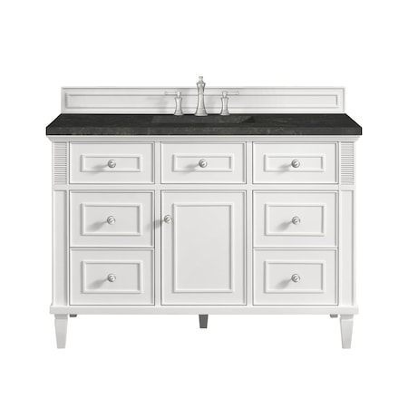 James Martin Vanities Lorelai 48" Single Vanity, Bright White, w/ 3 CM Phantome Eclos Top 424-V48-BW-3PHT