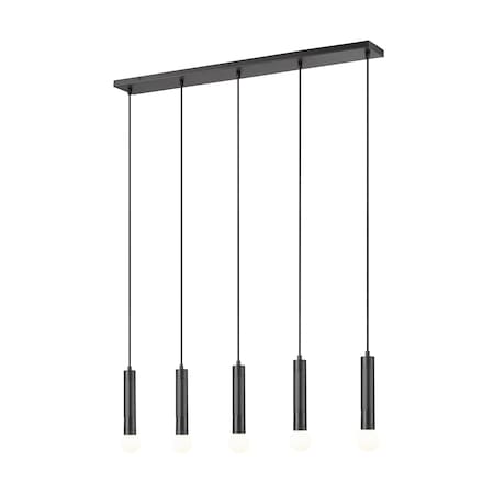 Z-Lite Stari 5-Light Linear Chandelier, 4.75 in W, Matte Black 1956P-5L-MB
