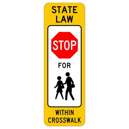 Sign Solutions Usa STLawSTOP SymbolPed SymbolCross, 12 in W x Vertical Rectangle, Aluminum Sign DUS06HYE1236R1-6c