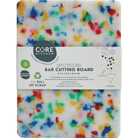Core Kitchen Multi-Color Recycled Plastic Board With Non-Slip Footing 8'' x 6'' DBC54136