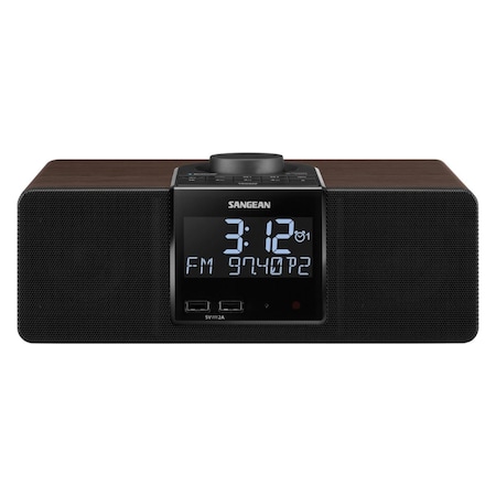 Sangean AM-FM RDS RBDS Digital Tuning Clock Radio with Bluetooth Playback, Dark Walnut RCR40