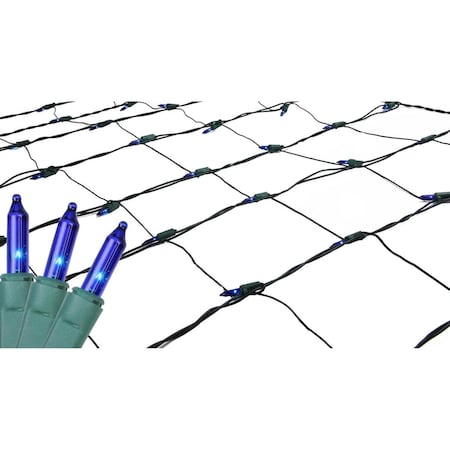Go-Go 4 x 6 ft. Blue Mini Net Style Green Wire Christmas Light GO72823