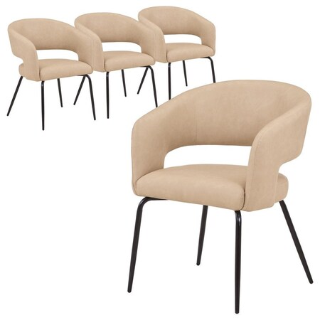 Leisuremod Gavin Series Modern Chair Black Frame in Light Taupe, 4PK GDC52LTP4