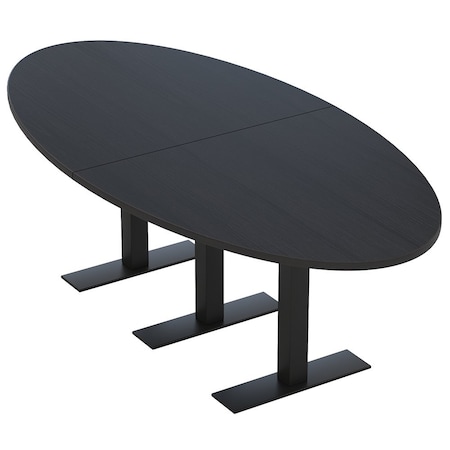 Skutchi Designs 8ft Oval Conference Table With Power | Harmony Series | 6 Person Meeting Room Table HAR-OVL-48X96-T.BK-U999ST19-NA