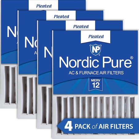 Nordic Pure 16x20x5 Pleated Air Filter, High Capacity, Electrostatically Charged Synthetic Media, MERV 12, 4 PK 16x20x5HM12-4