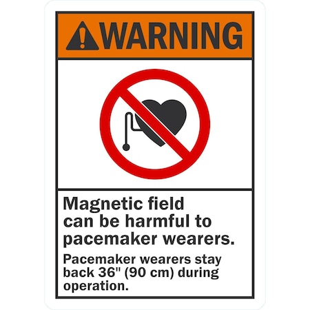 Lyle Warning Magnetic Field Can Be Harmful To Pacemaker, 10x14, Non-Reflective, White G-1405-PL_10x14