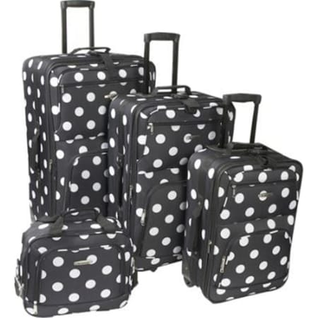 Rockland 4Pc Black Dots Luggage Set F46-BLACK DOTS