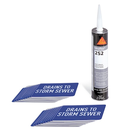 Pig Storm Drain Utility Sign Kit, Drains to Oil Water Seperator, 20PK SGN8204-898