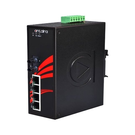 Antaira 5-Port Industrial PoE+ Unmanaged Ethernet Switch LNP-0501-ST-M-24