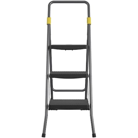 Cosco Folding Step Stool, 3 Step, 300 lb., Gray, 3 Steps, 300 lb Load Capacity, 4.6 ft Overall Height, Steel 11839GGO