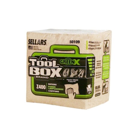 Sellars Toolbox Z400 Greenx 1/4 Fold 60Ct Natural 11.88"X13" Sht 12/Cs, 12PK 50109