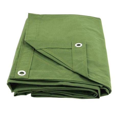 Mytee Products 7ft x 9ft Green 12oz Canvas Tarp with Grommets Tarpaulin Cover for Semi Truck CT7-9-G