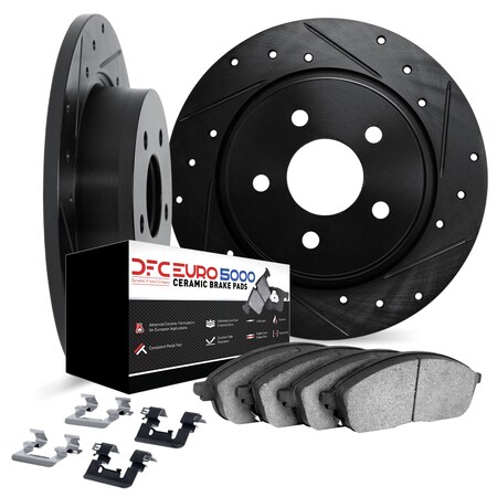 Dynamic Friction Co DFC Rotors-Drilled & Slotted-Black w/ EURO 5000 Ceramic Brake Pads Incl Hdw 8612-63086